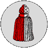 Order of the Scarlet Guard badge: Fieldless, a tassle per pale gules and argent.
