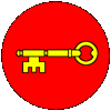 Seneschal badge: Gules, a key fesswise Or.