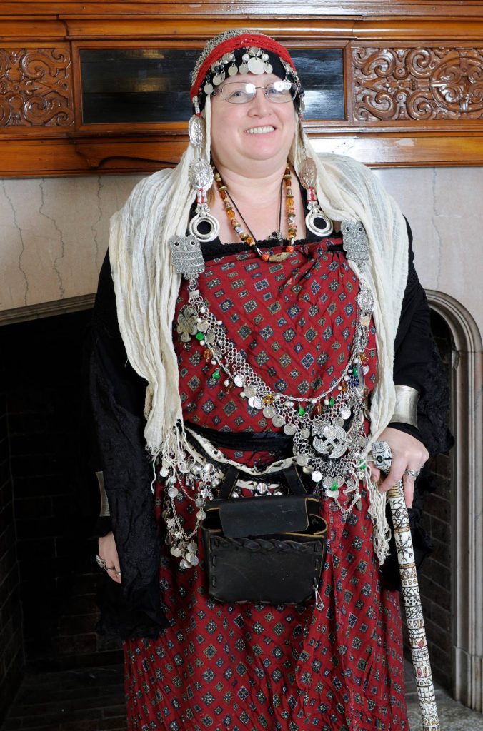 Woman in Eastern European medieval garb.