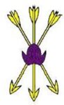 (Fieldless) A sheaf of arrows Or surmounted by a dragon’s scale purpure.